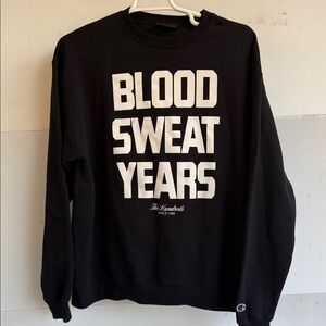 THE HUNDREDS X CHAMPION BLOOD SWEAT YEARS CREWNECK BOMB SWEATSHIRT SIZE XL BLACK